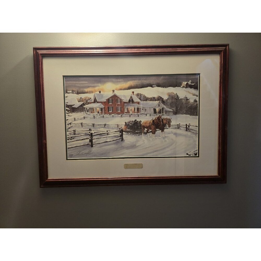 Walter Campbell Framed "Country Homestead" Art Print 1995 cottage decor
